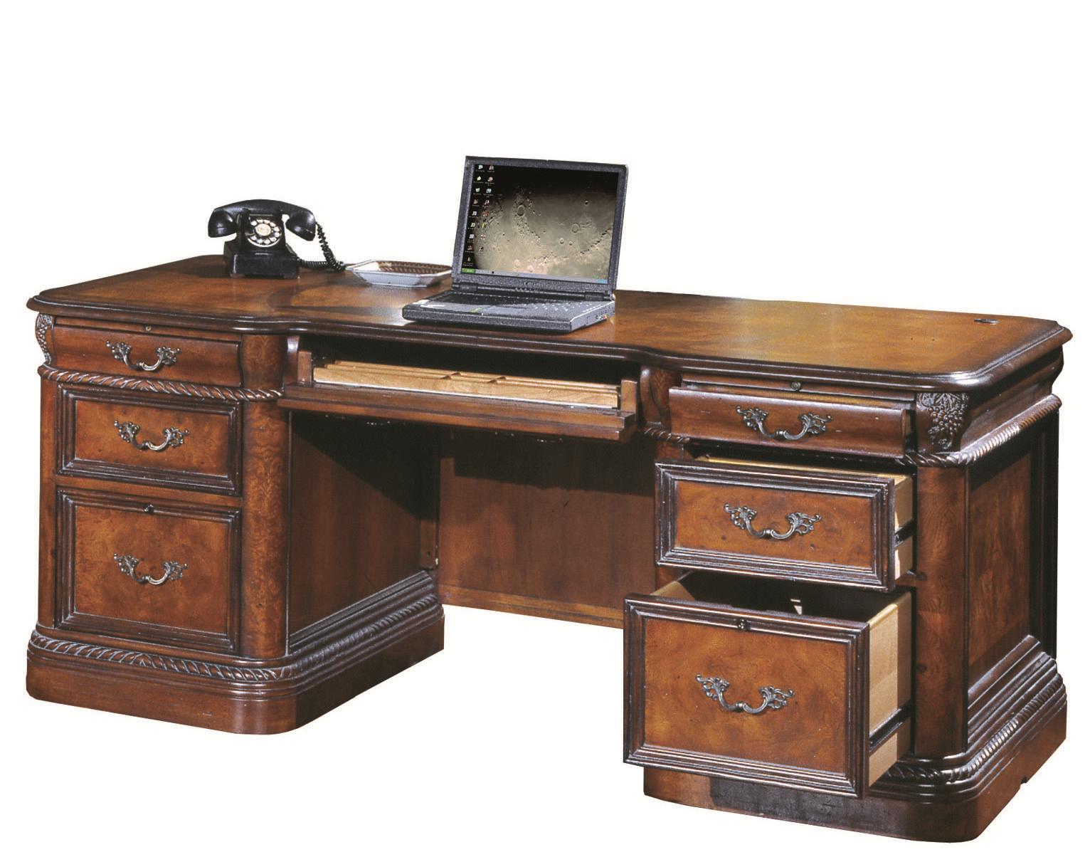 Aspenhome Napa I74300B/I74300T 7 Drawer Executive Desk with Ash Burl